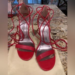 Red heels with ankle wraps